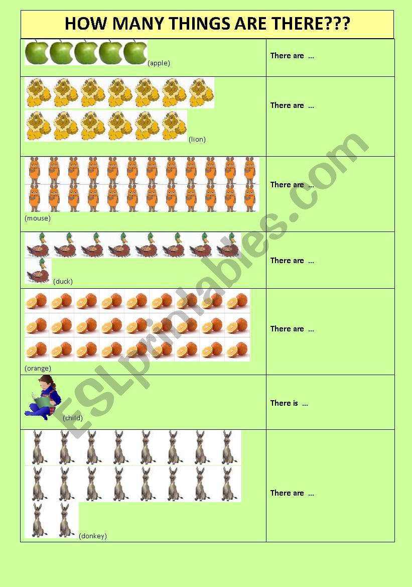 There is/are...ANIMALS + NUMBERS + PLURAL