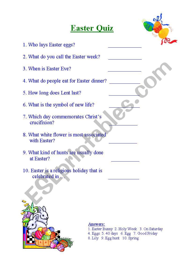 Easter Quiz worksheet