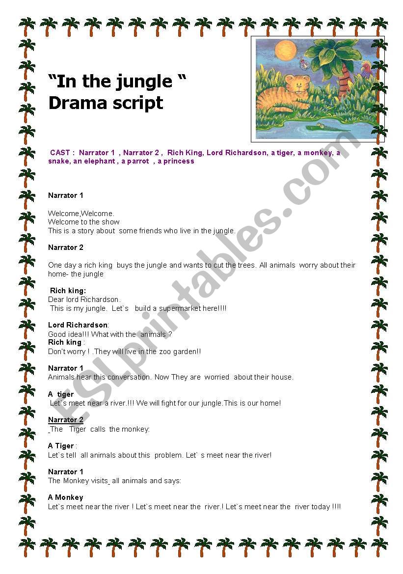 In the jungle drama school  script  