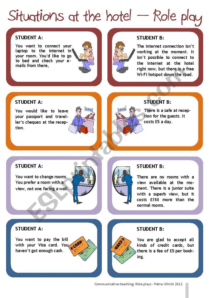 Situations at the hotel -Complaining - Role play