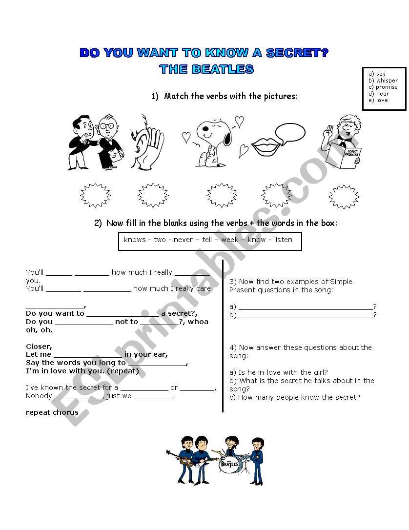 Do You Want Tp Know A Secret The Beatles Song With Exercises And