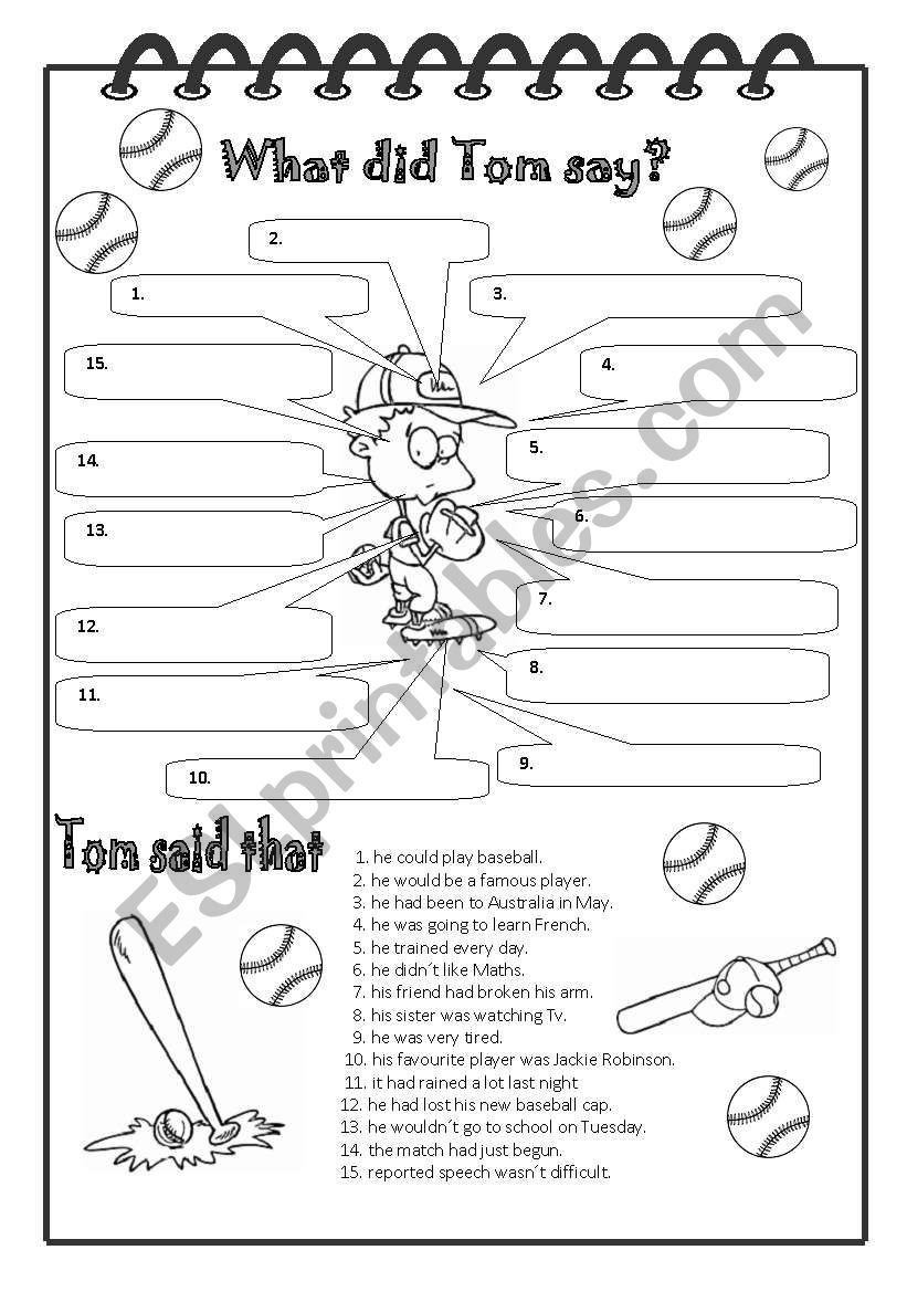 What did Tom say? worksheet