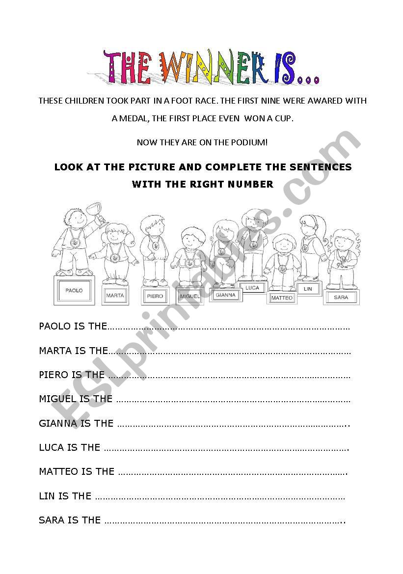 THE WINNER IS.... worksheet