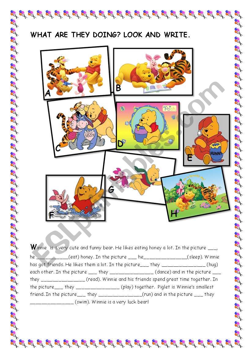 Winnie and his friends worksheet