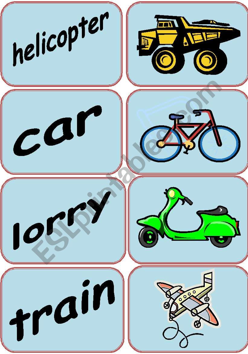 means of transportation worksheet