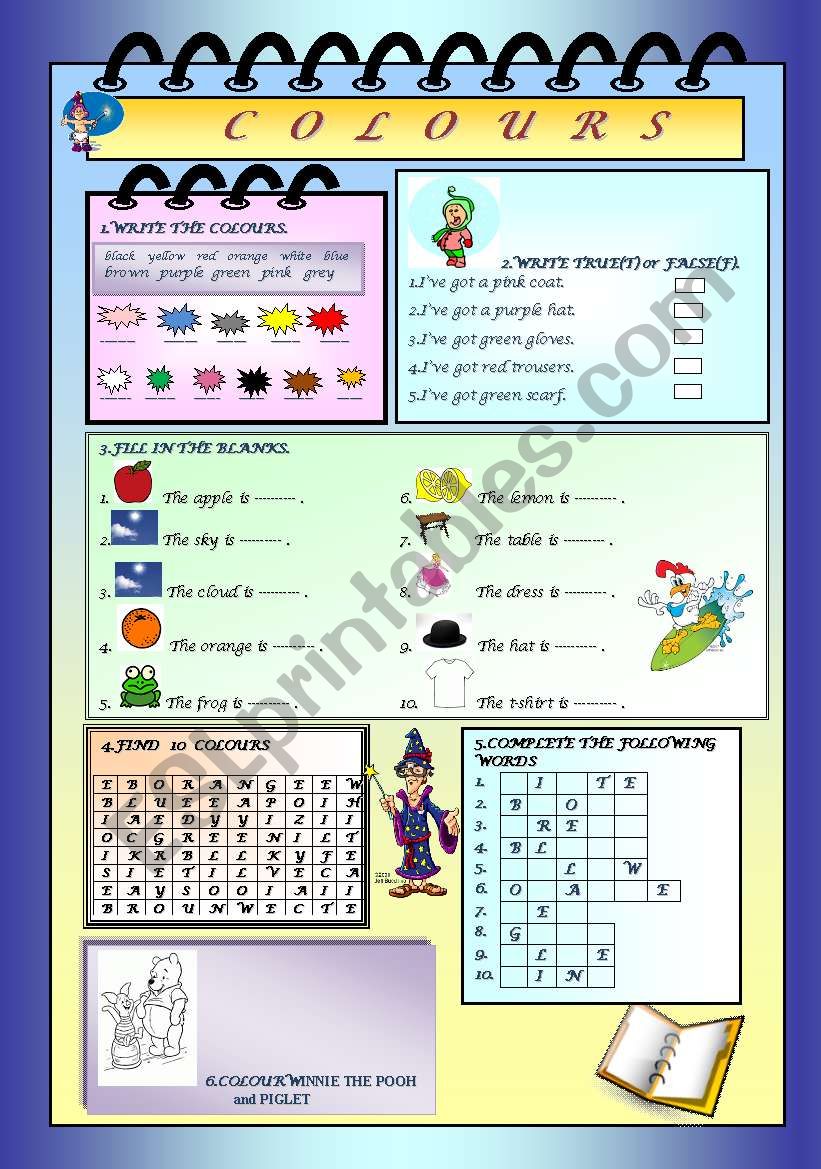 COLOURS worksheet