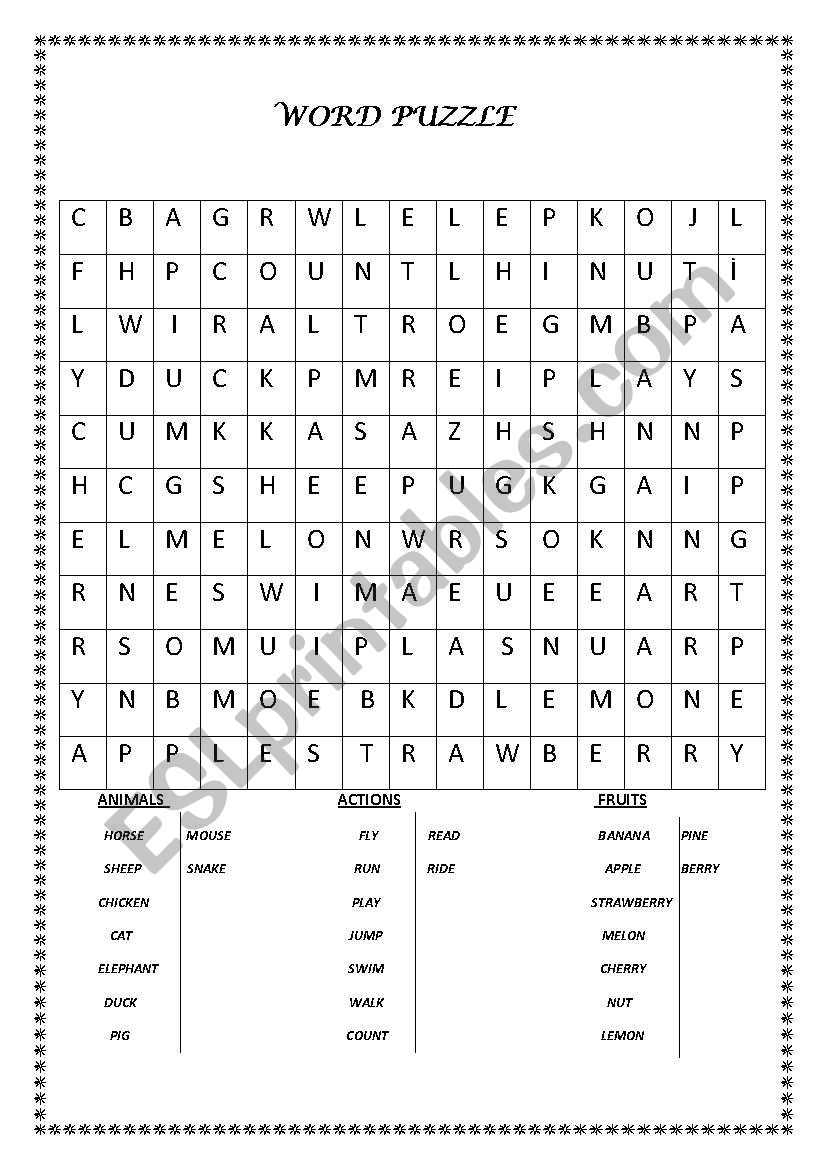 Word puzzle worksheet