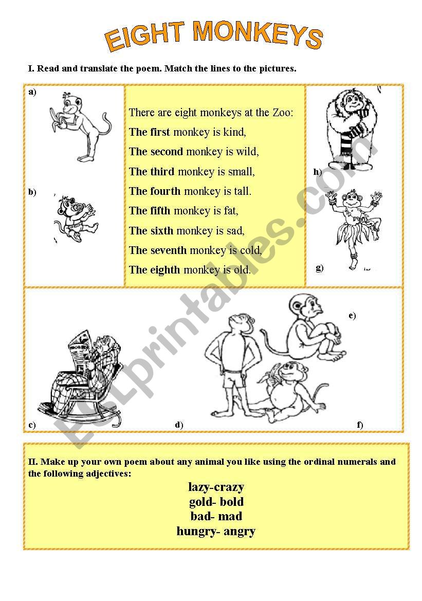 Monkeys worksheet