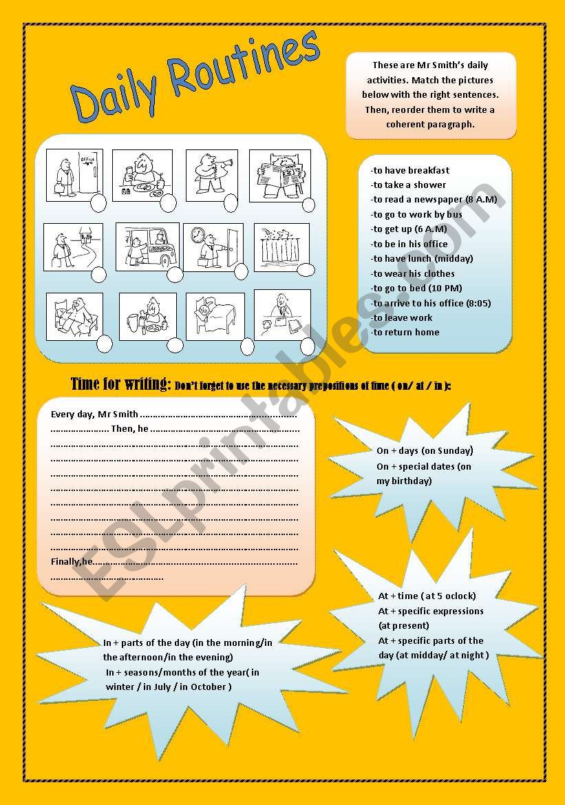 Daily Routines worksheet