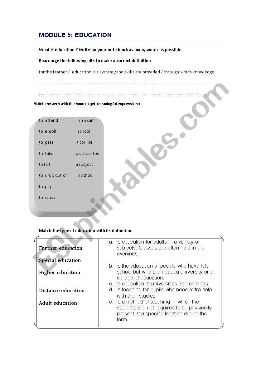 education department worksheet