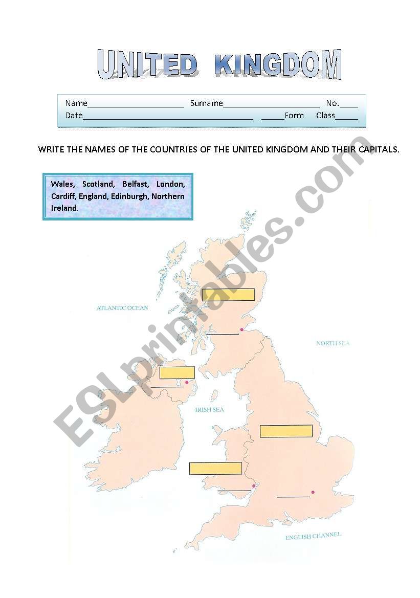 United Kingdom worksheet