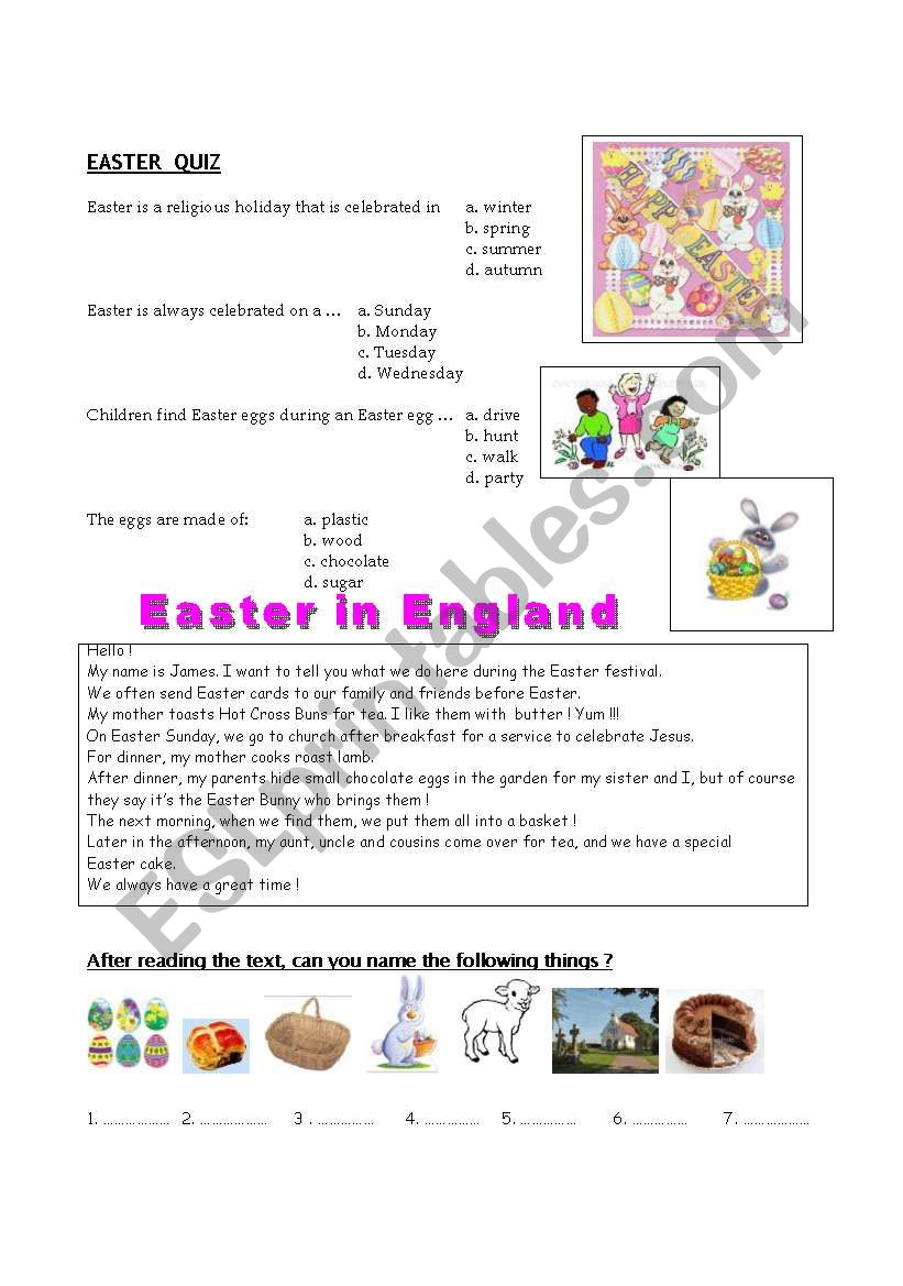 EASTER worksheet