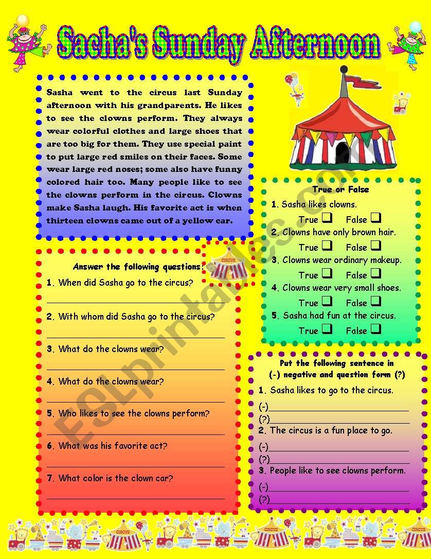 SashaÂ´s Sunday Afternoon worksheet