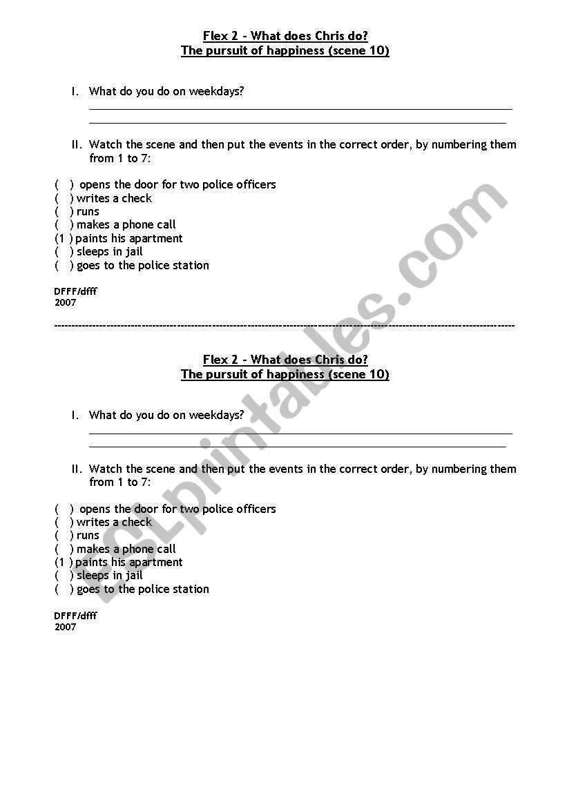 What does Chris do worksheet