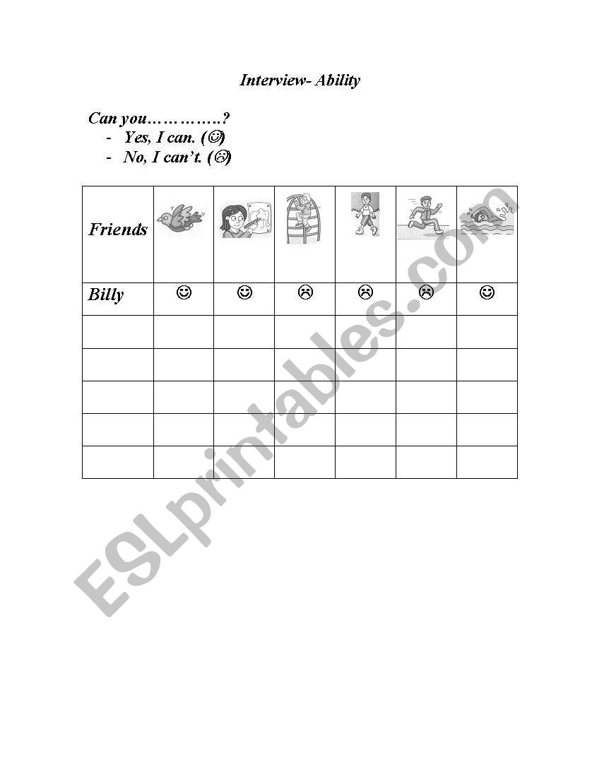 Interview- Ability worksheet