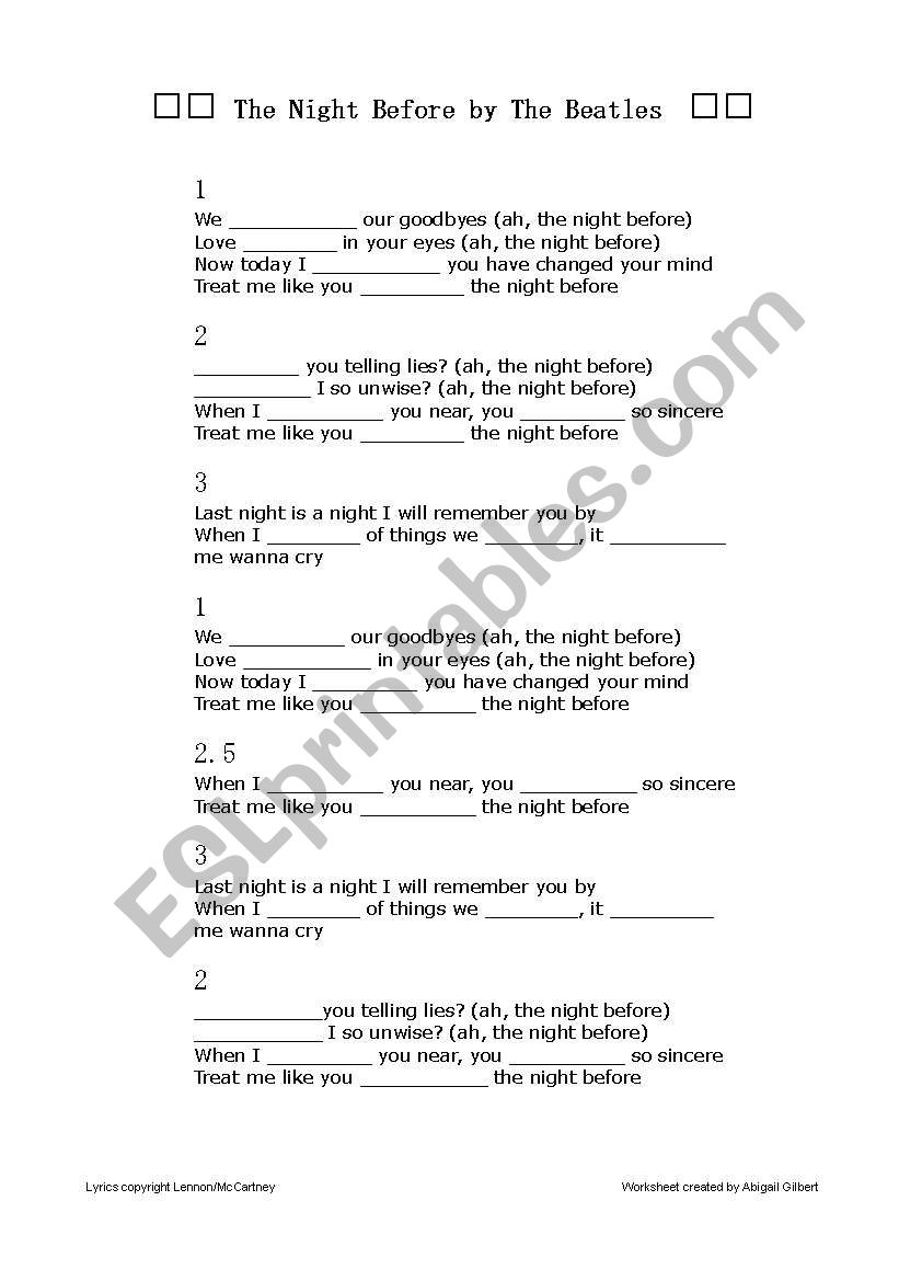 The Night Before song by The Beatles