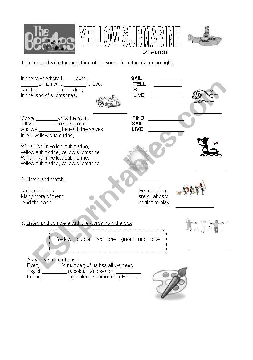 Simple Past Tense + Song worksheet