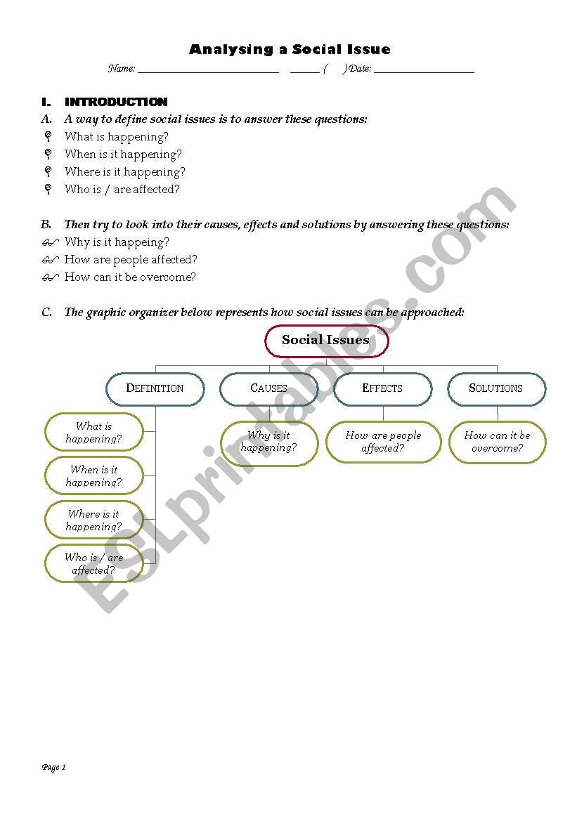 Analysing a social issue worksheet