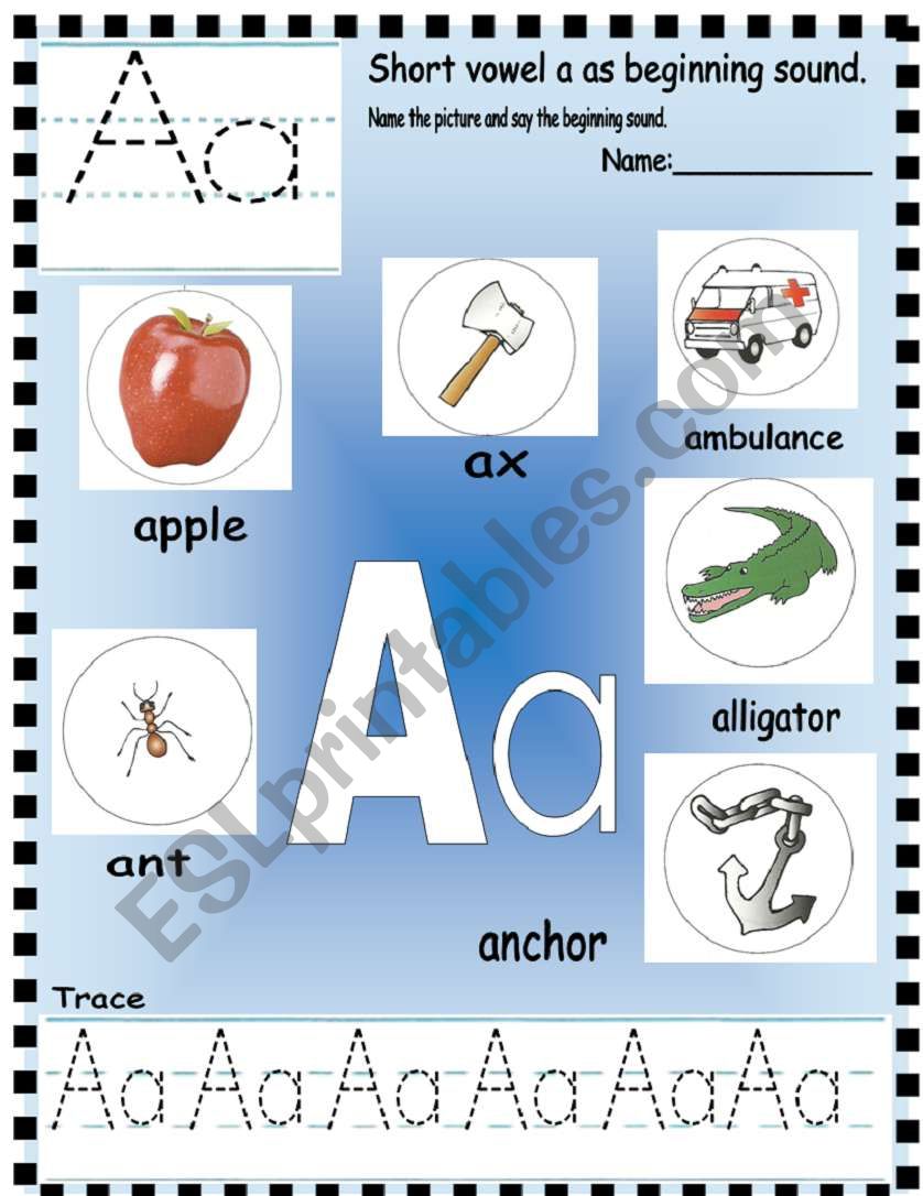 Phonics letter Aa worksheet