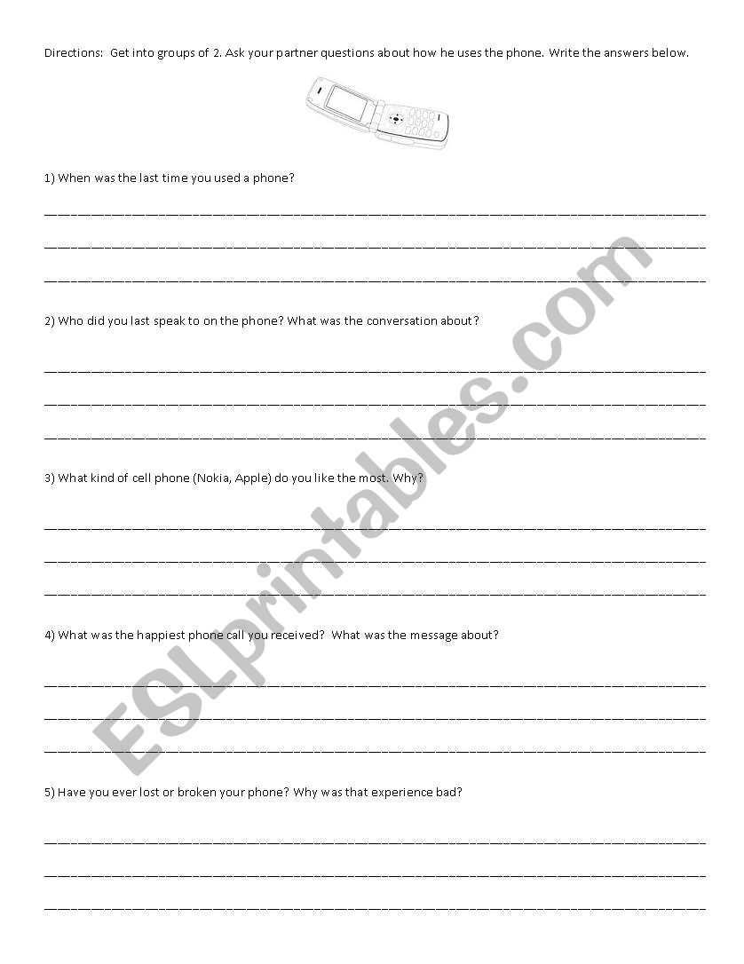 Phone interview conversation worksheet