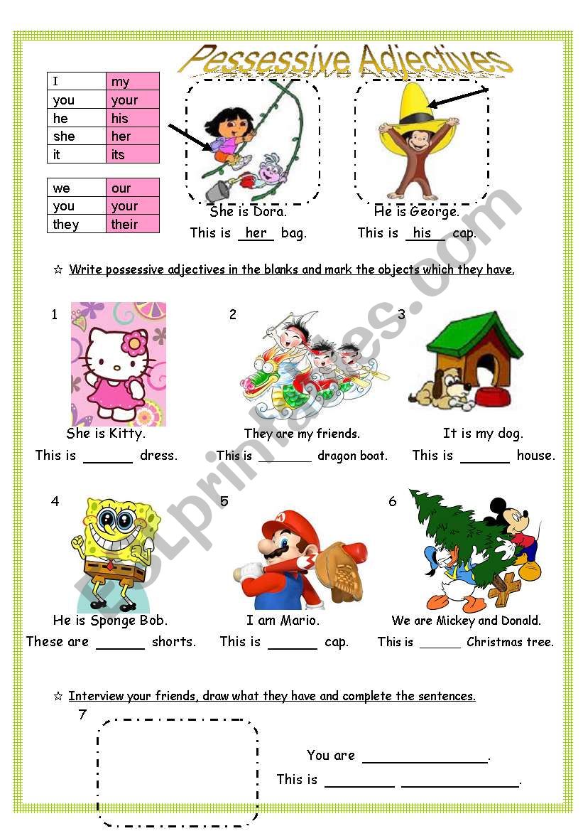 Possessive Adjectives Practice