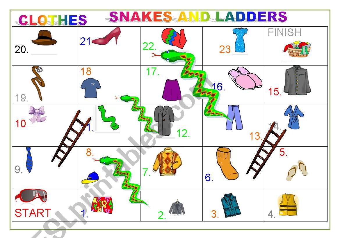 Clothes Snakes and Ladders Game