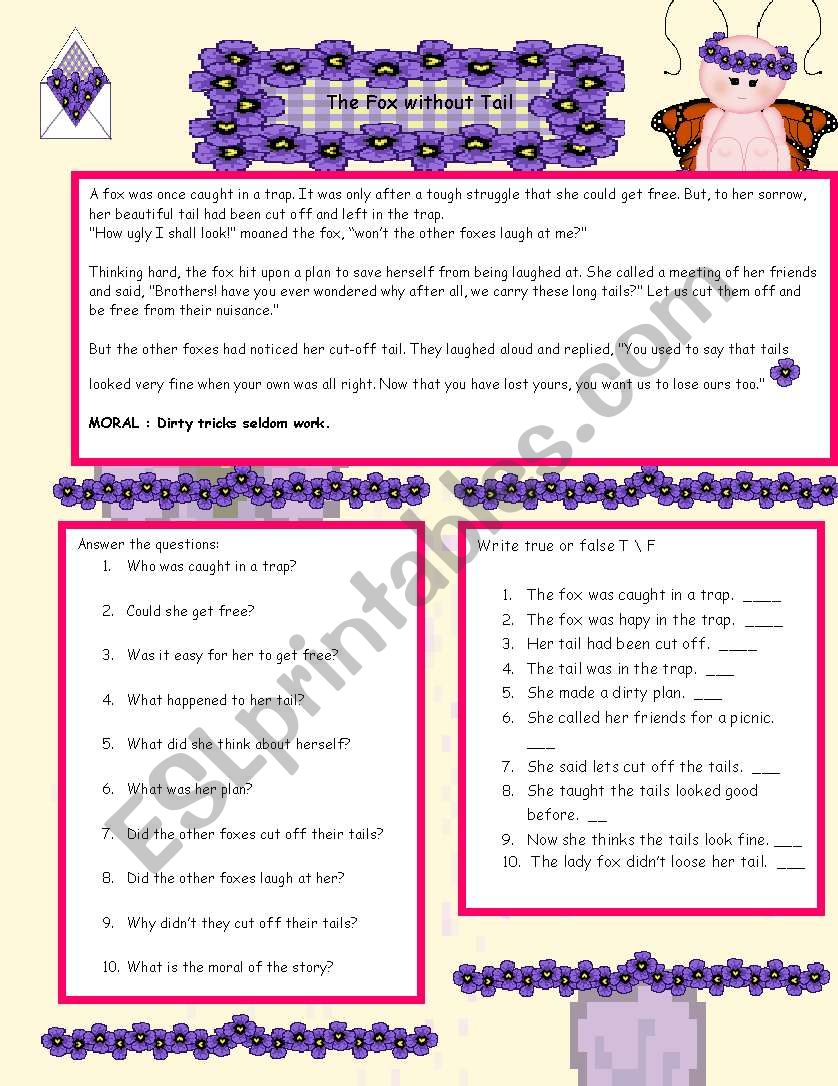 Past tense reading worksheet