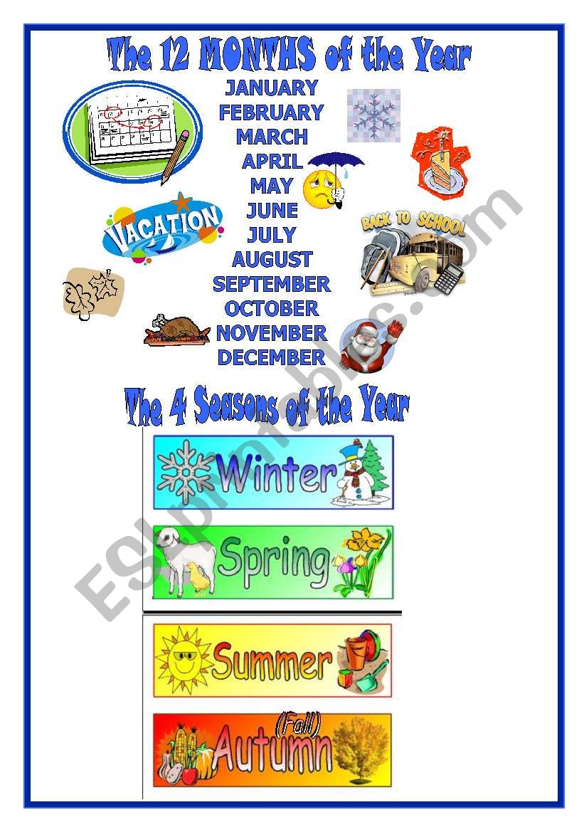 Months, Seasons, Holidays of the Year-pg.1 Months, Seasons, Holidays of the Year-pg.1