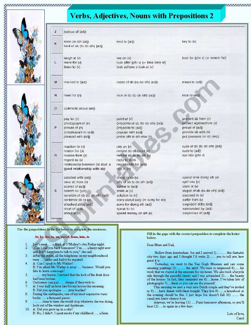 Verbs, Adjectives, Nouns with Prepositions 2