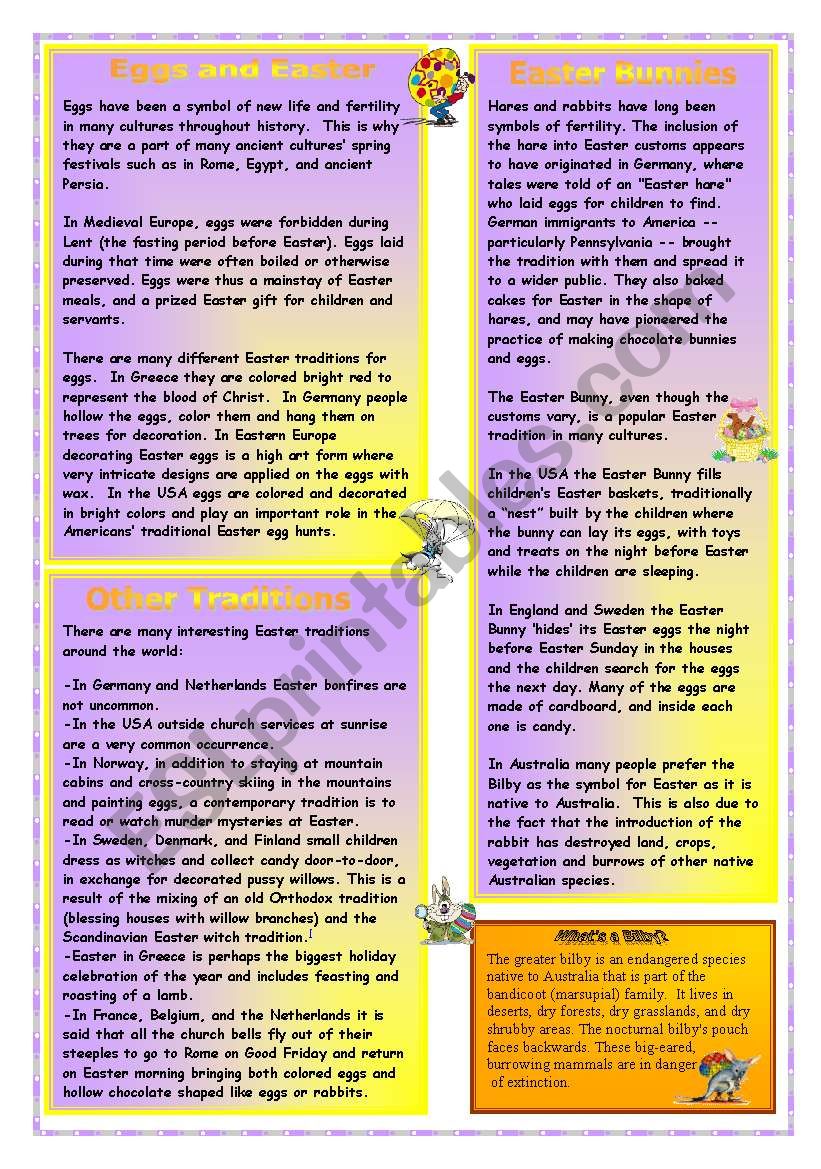 Easter Traditions worksheet