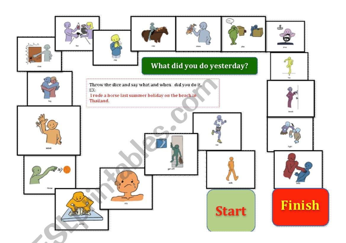 Verb Board Game  worksheet