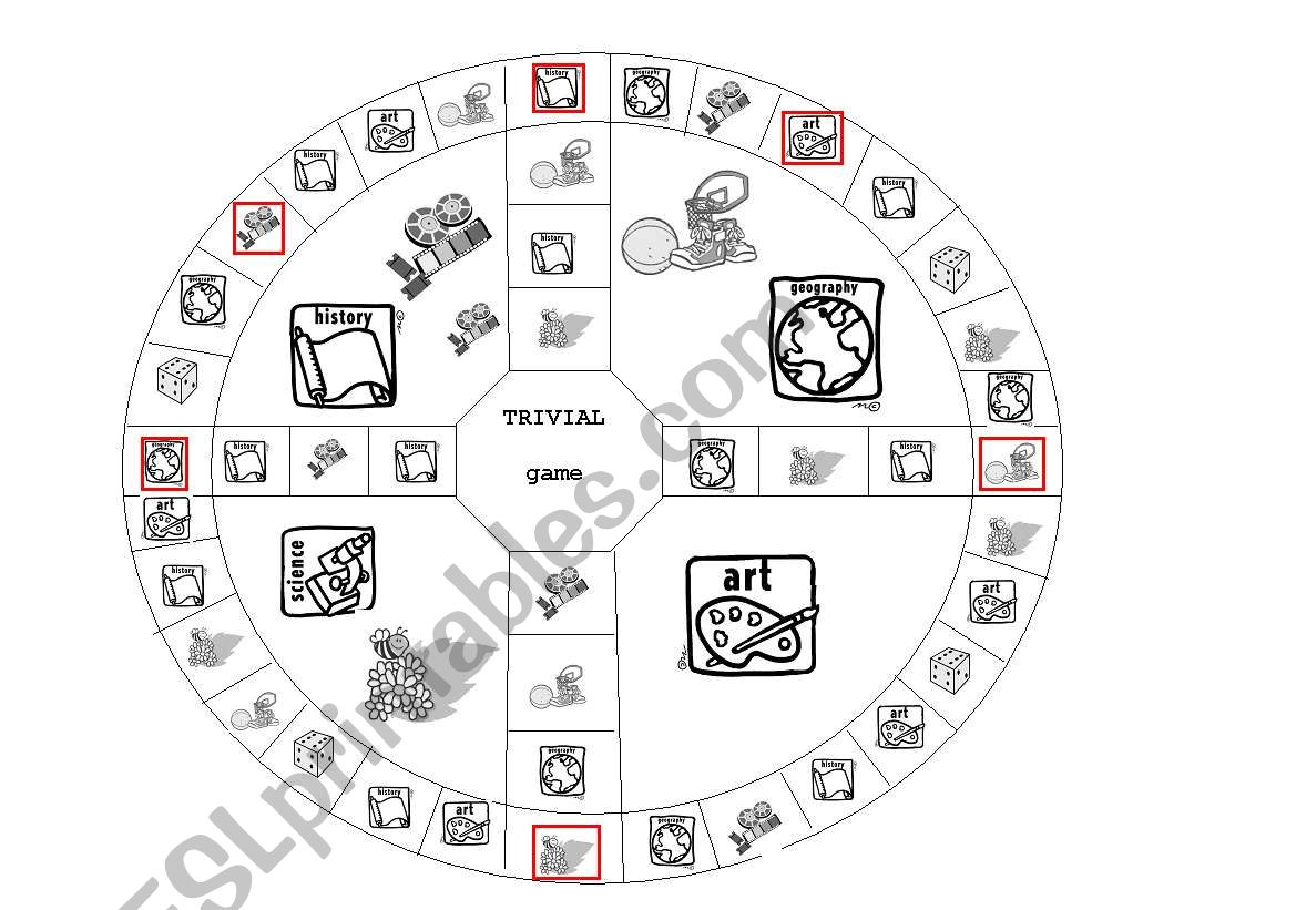 Trivial boardgame worksheet