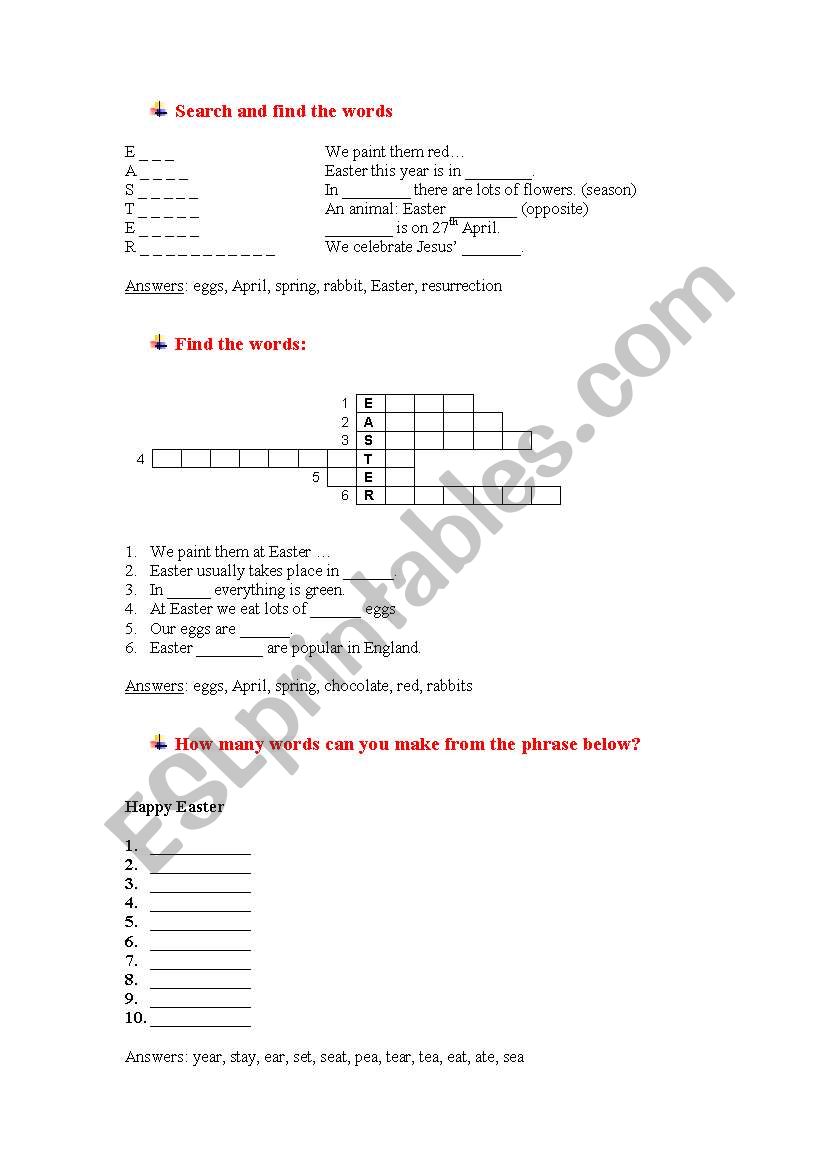 Easter worksheet