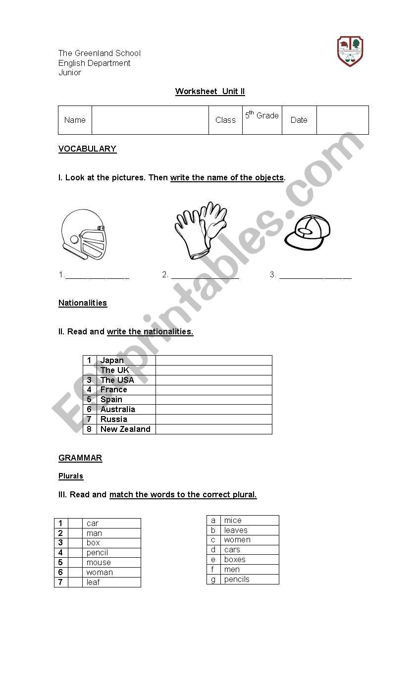 WORKSHEET ON CLOTHS worksheet