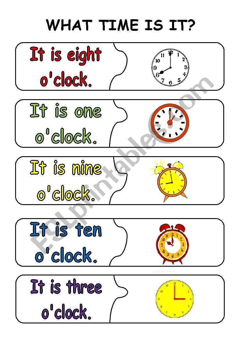 oclock puzzle pieces worksheet