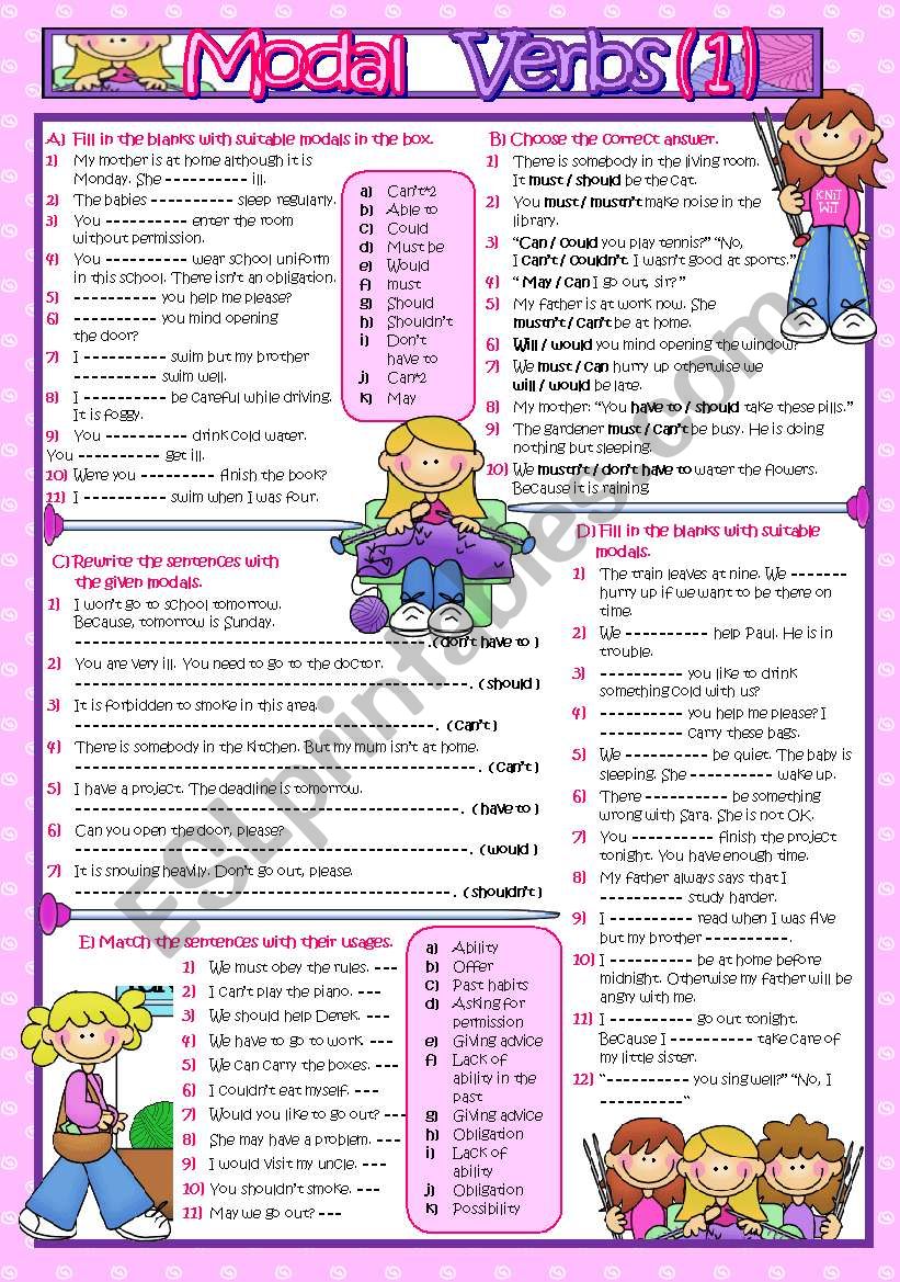 MODAL VERBS Part-1 (B&W and KEY included )