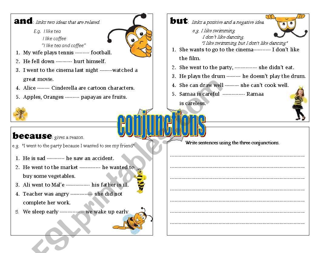 conjunctions - and / but / because