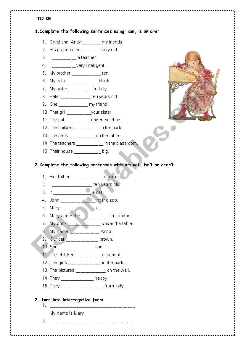 TO BE worksheet