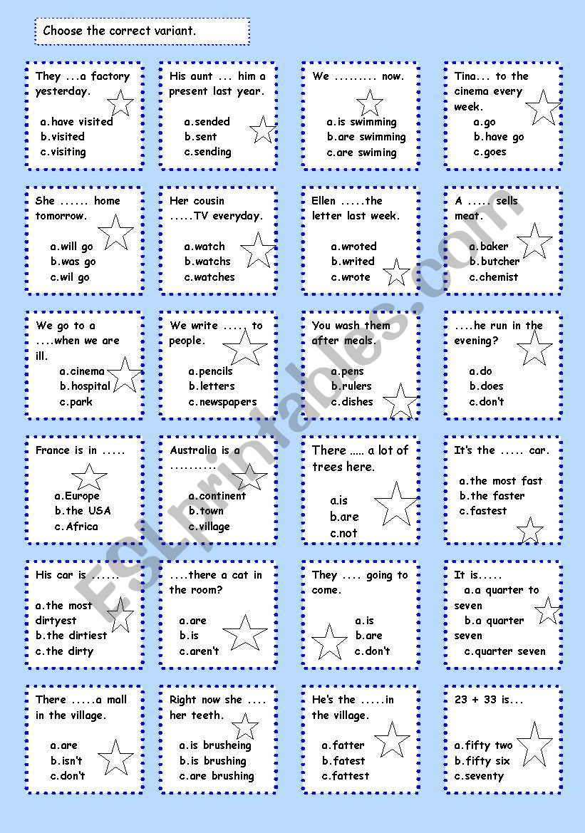 multiple choice 2 worksheet