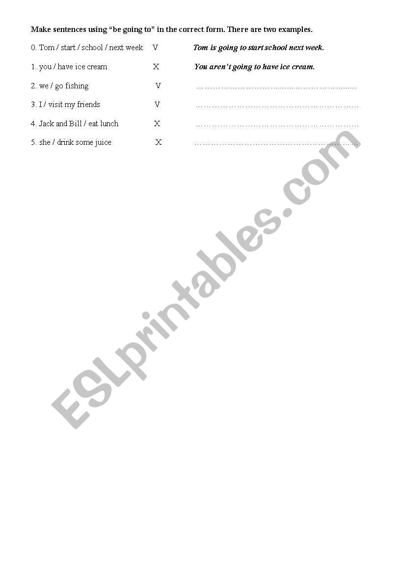 be going to worksheet