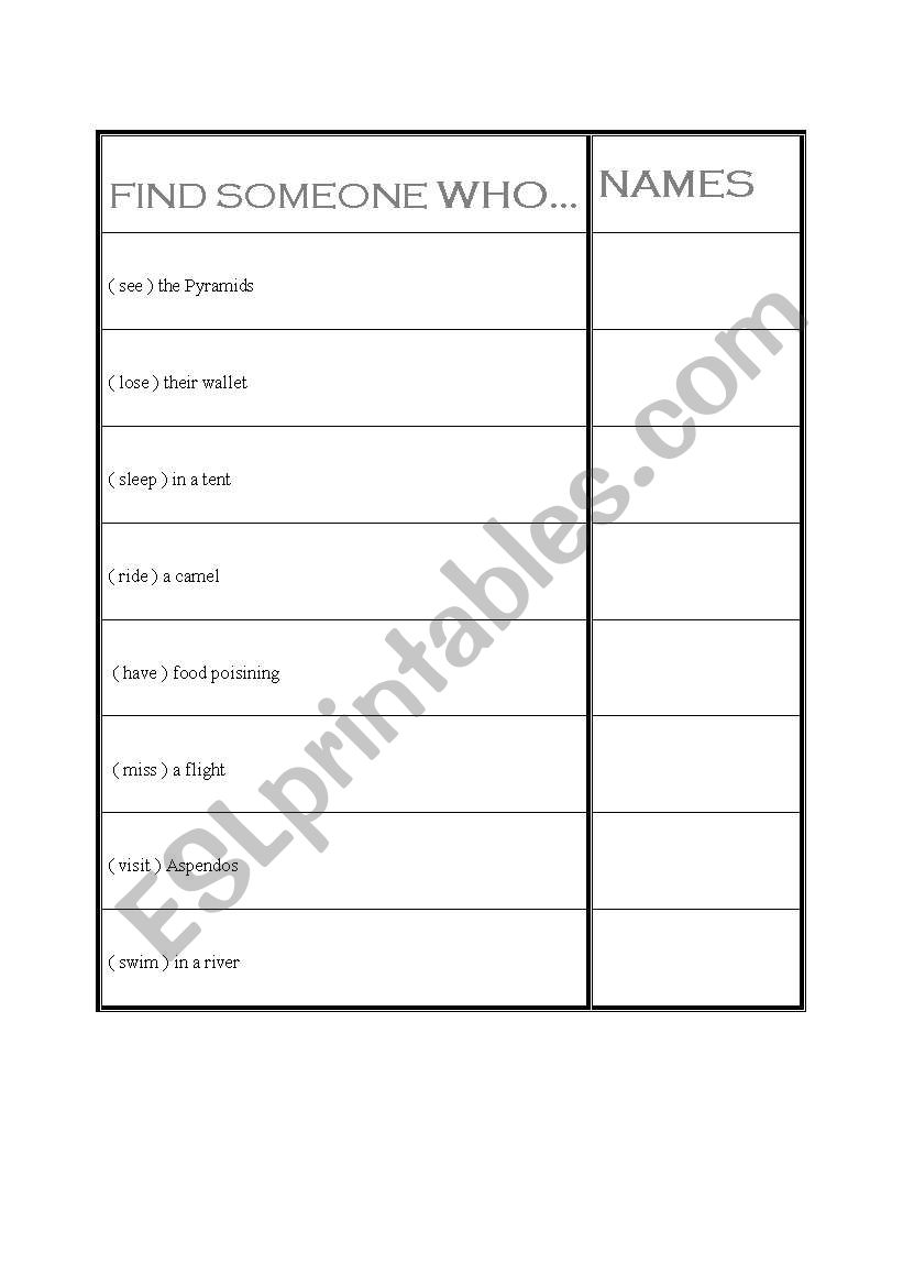 find someone WHO worksheet
