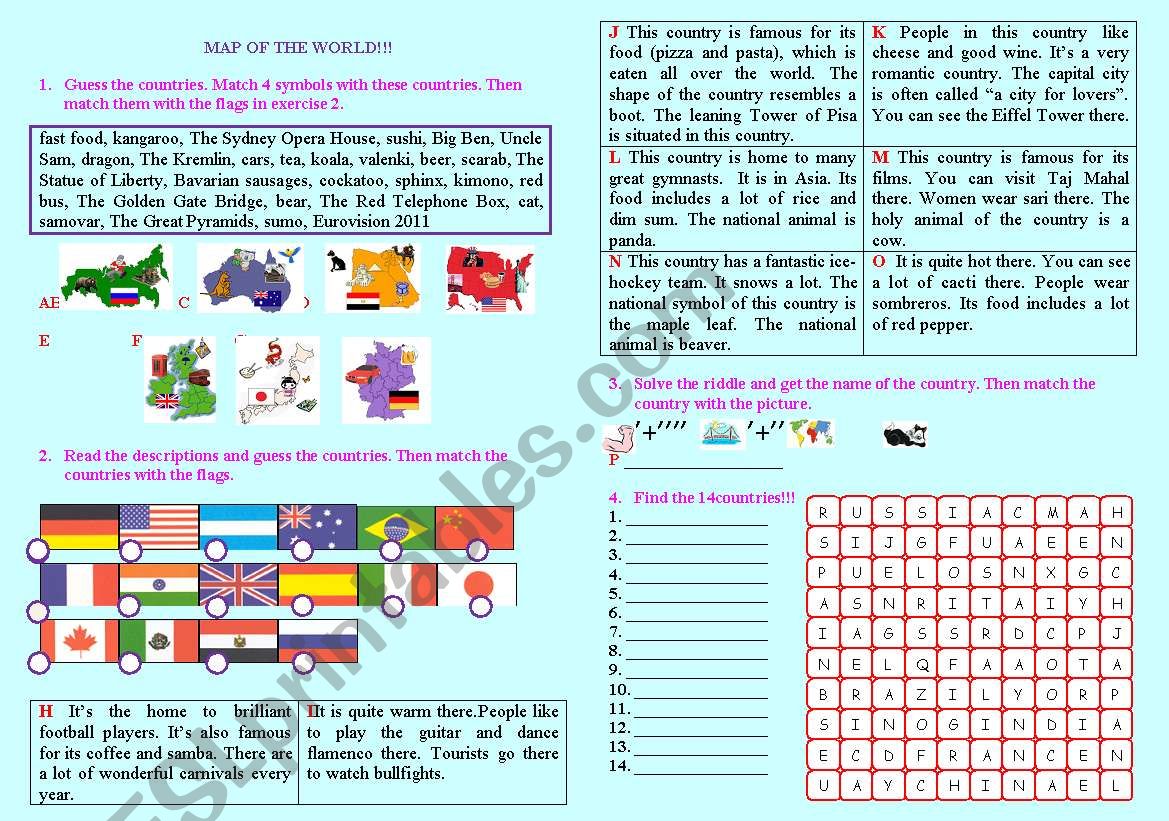 The Map of the World worksheet