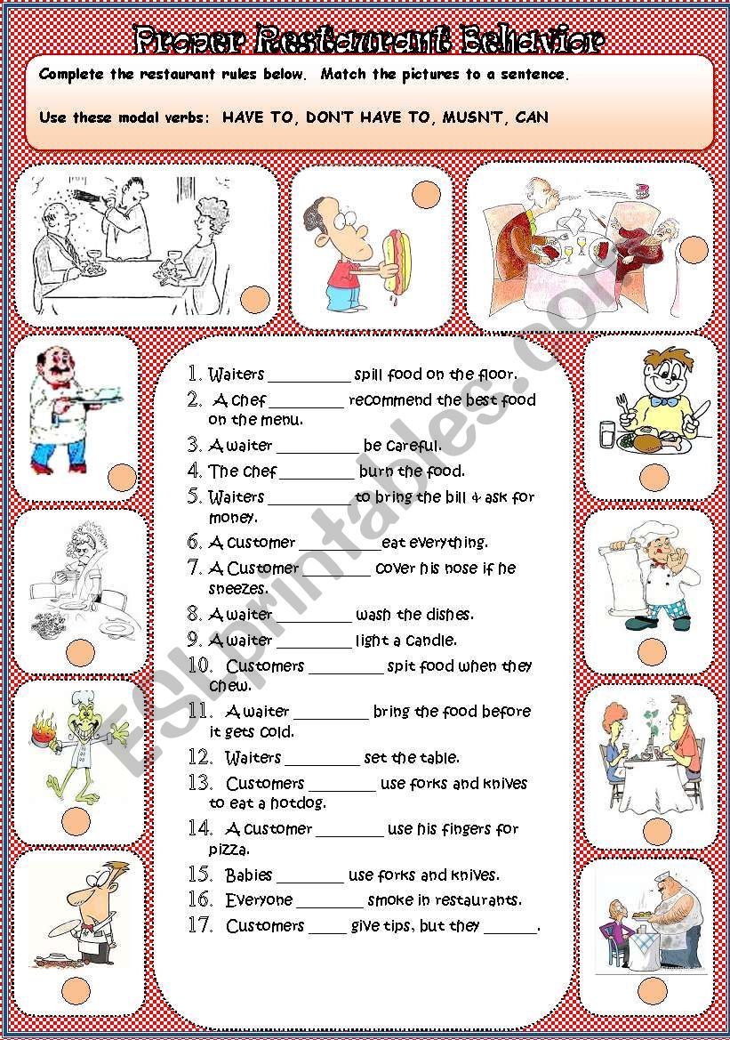 Modal Verbs for Restaurant Rules 