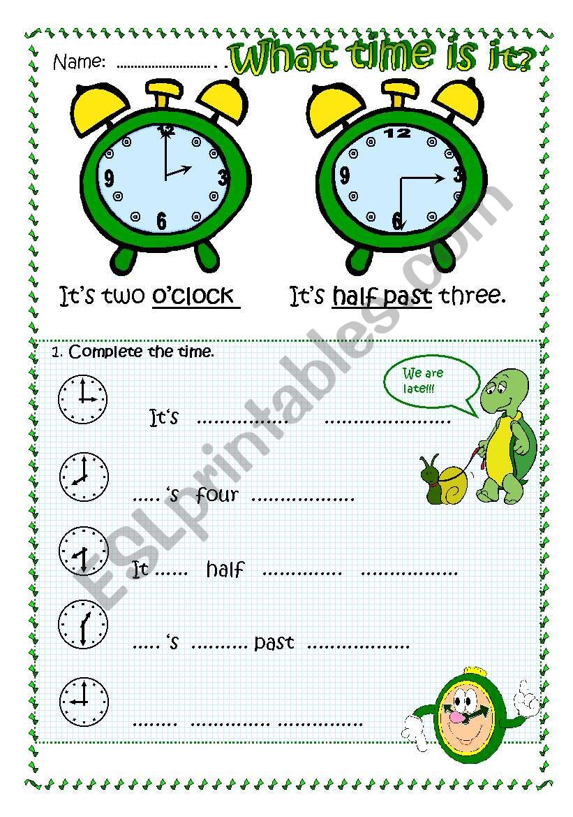 what time is it? 1 worksheet