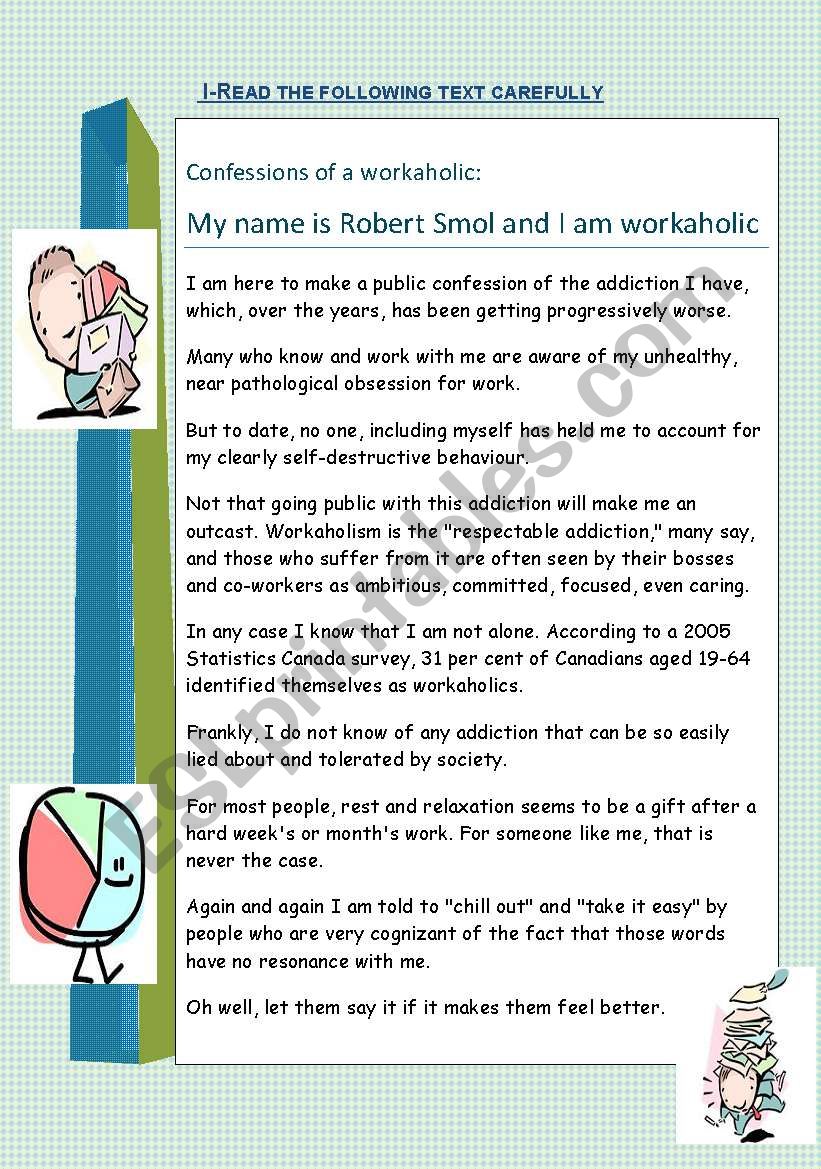 Confessions of a workaholic worksheet