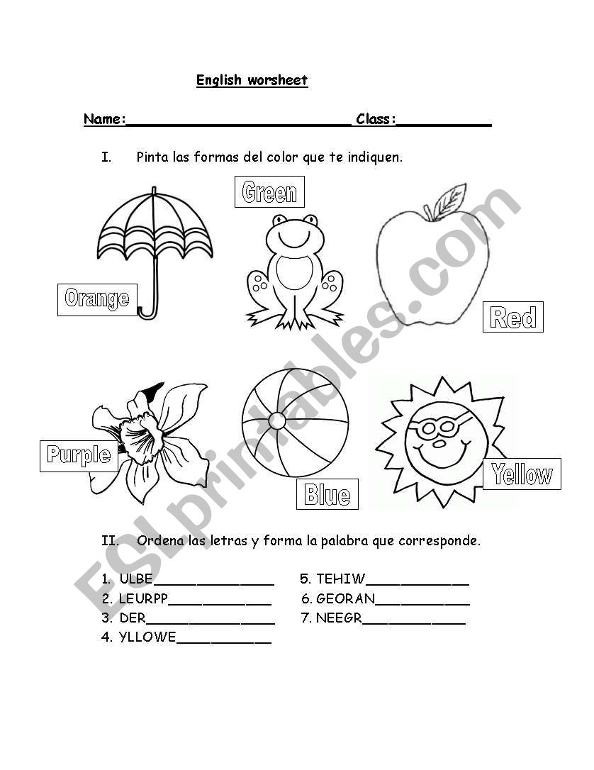 colours and numbers worksheet