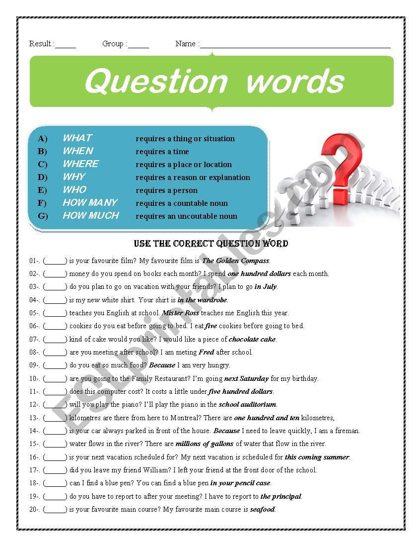 Question Words in Practice no.01