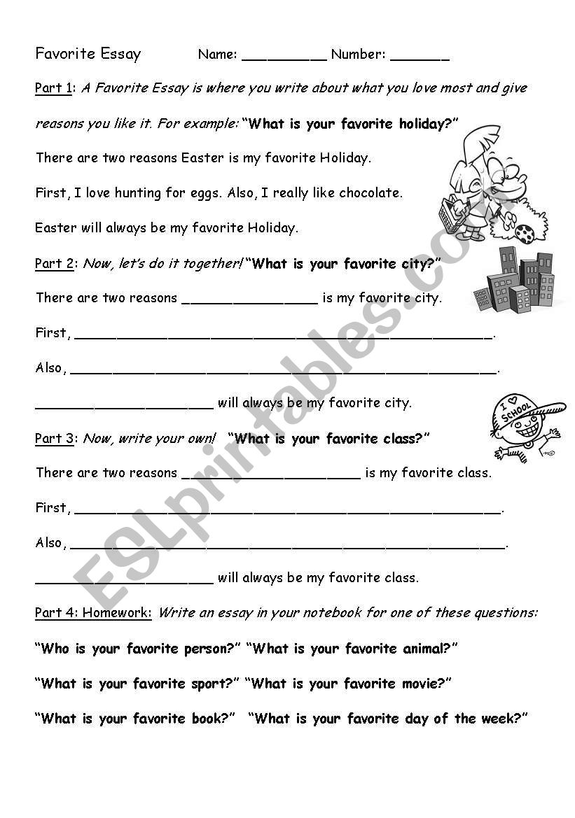 Favorite Essay worksheet