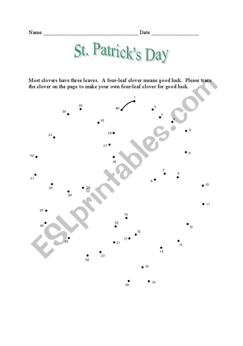 St. Patricks Day Clover worksheet