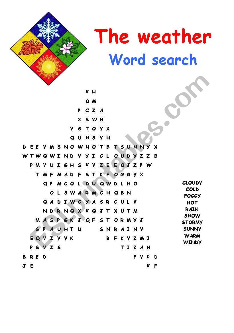 The weather wordsearch worksheet